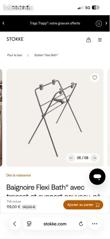 Baignoire Flexi Bath Stokke avec transat et support nouveau-né (image 2)