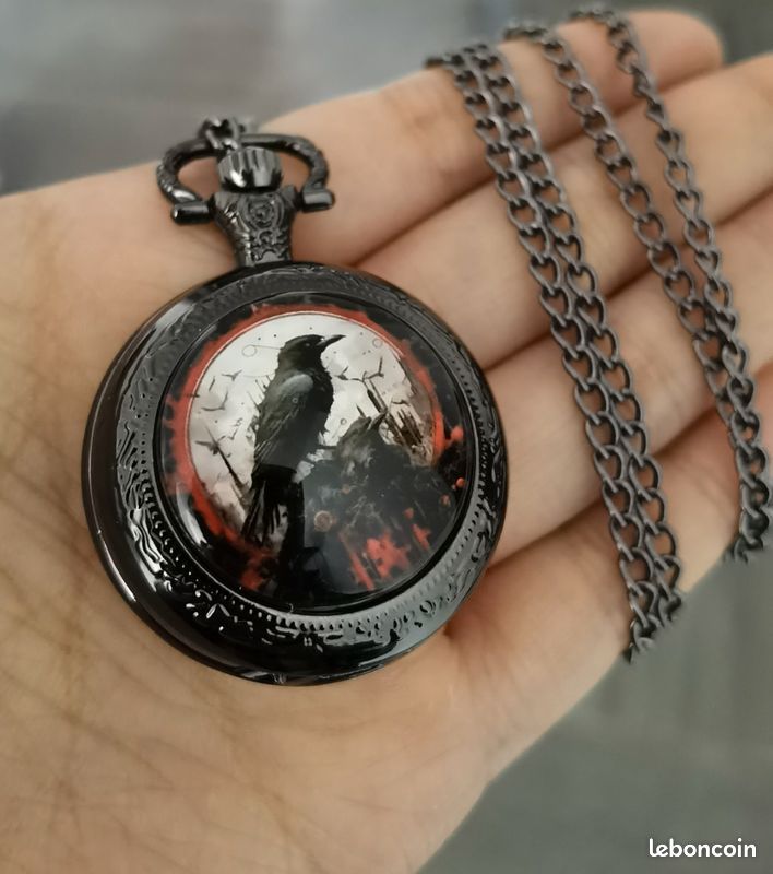 Collier montre gousset corbeau Montres Bijoux