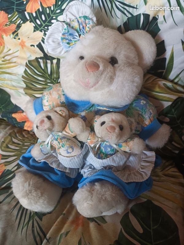 Peluche maman ours et ses bébés (image 1)