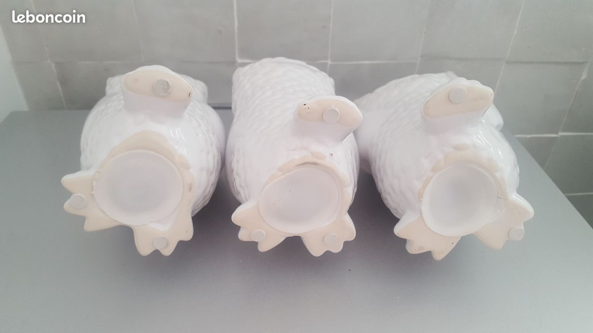 Lot de 3 Hiboux de la Sagesse en céramique blanche (image 4)