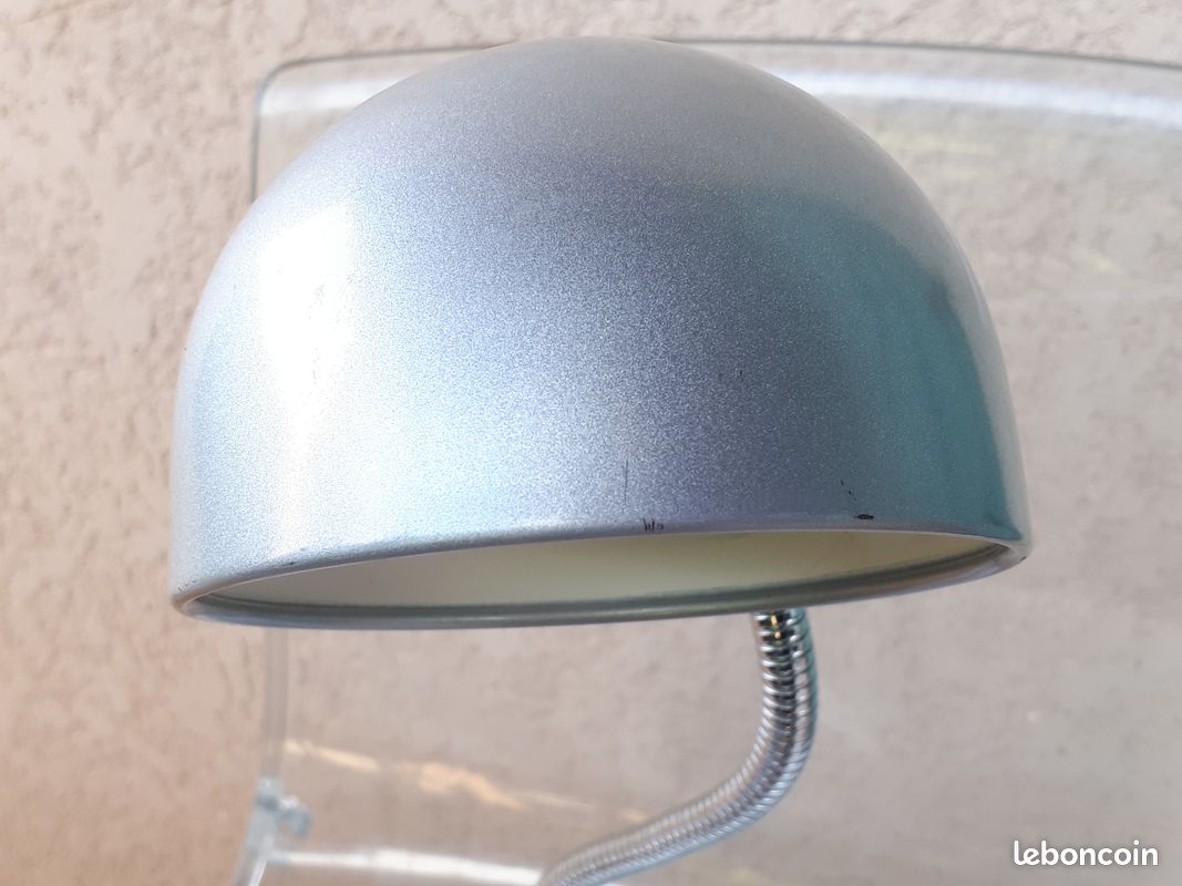 Lampe bureau industriel, métal gris, vintage. TBE (image 10)