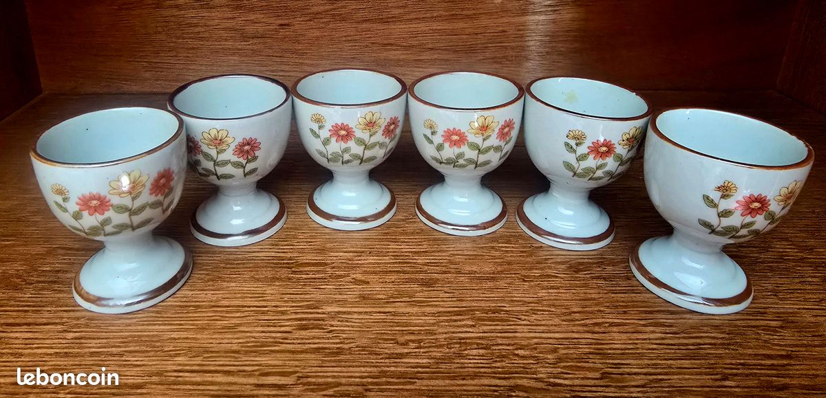 Lot De 6 Coquetiers à œuf Vintage GD Guy Degrenne – Inox Argenté – Années 70 – Made In France
