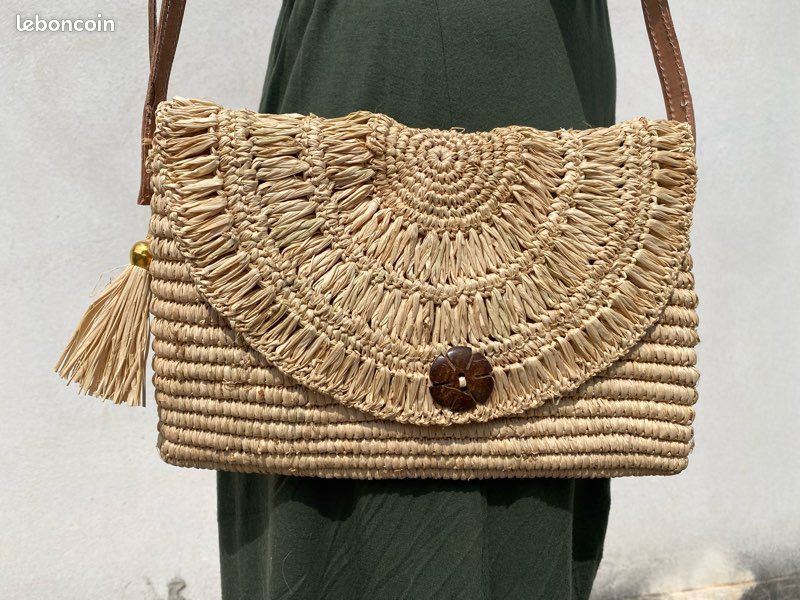 Joli sac / pochette en raphia artisanat malgache neuf (image 2)