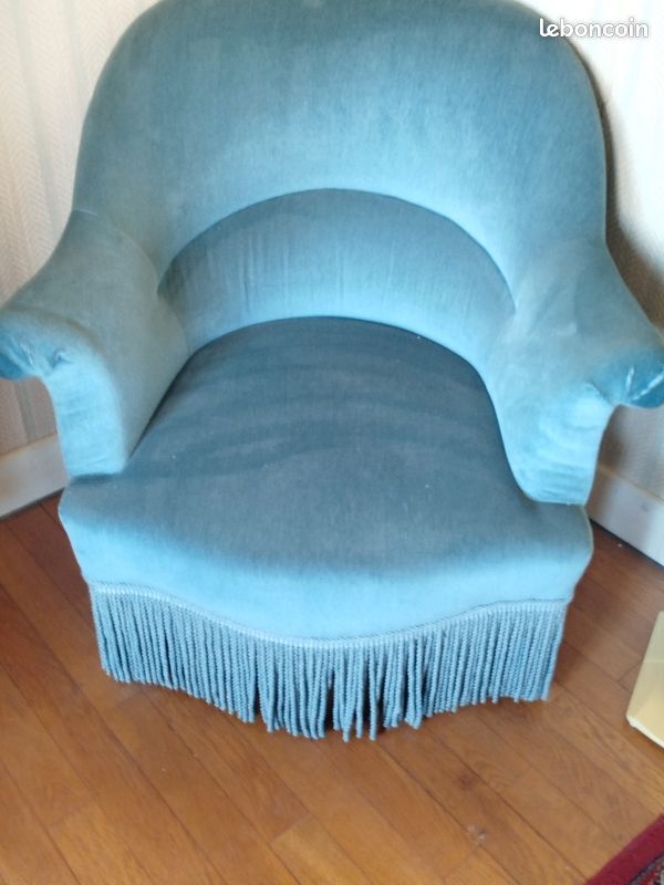 Rare salon Art Déco complet années 1940-1950 – Canapé 2 places + 3 fauteuils en velours d'origine (image 3)