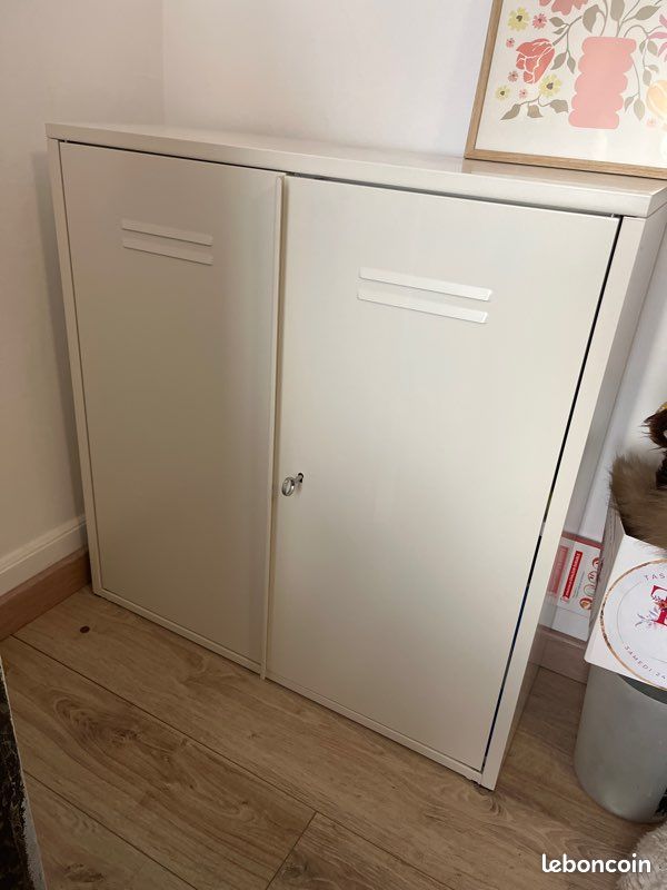 Meuble métal blanc crème IKEA (image 1)