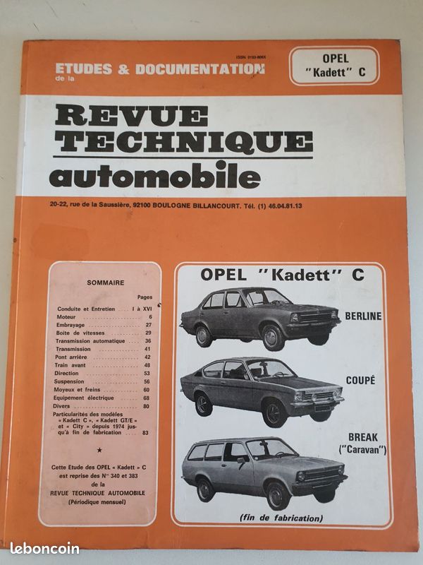 Revue technique automobile kadett c. Berline. Coupé. Break caravane (image 1)