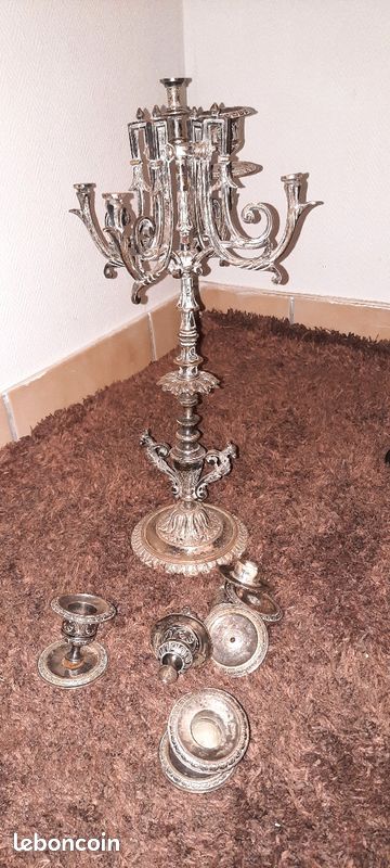 Ancienne belle bougeoirs en métal argenté ou Bronze argenté (image 14)
