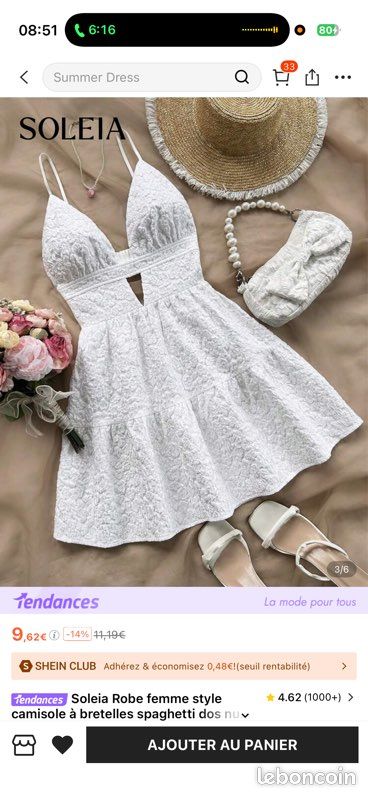 Robe Blanche Dentelle Bohème - Taille S/M - Neuve Avec étiquettes - Élastique