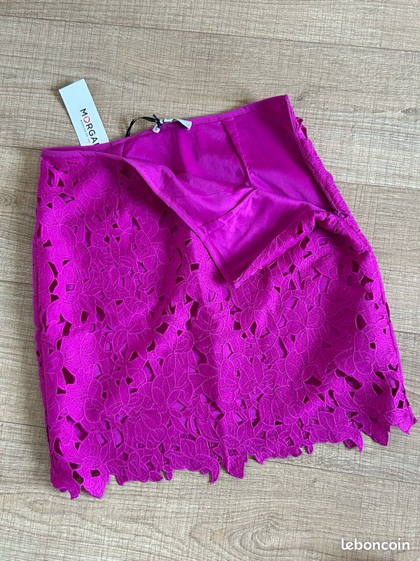 Jupe Femme Neuve CLEMENS EN AOÛT Taille 12 - Rose - Soie - Style A-Line Longueur Genou