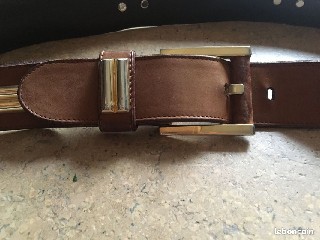 Ceinture cuir velour marron taille 80 (image 2)