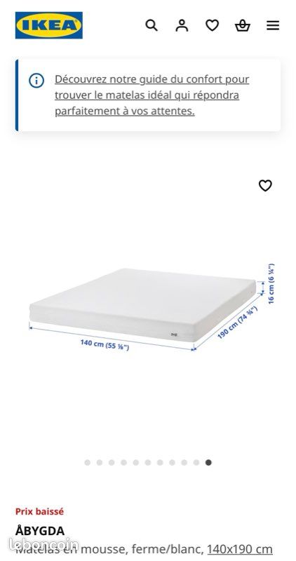Matelas en mousse mi ferme IKEA 140x190 (image 2)