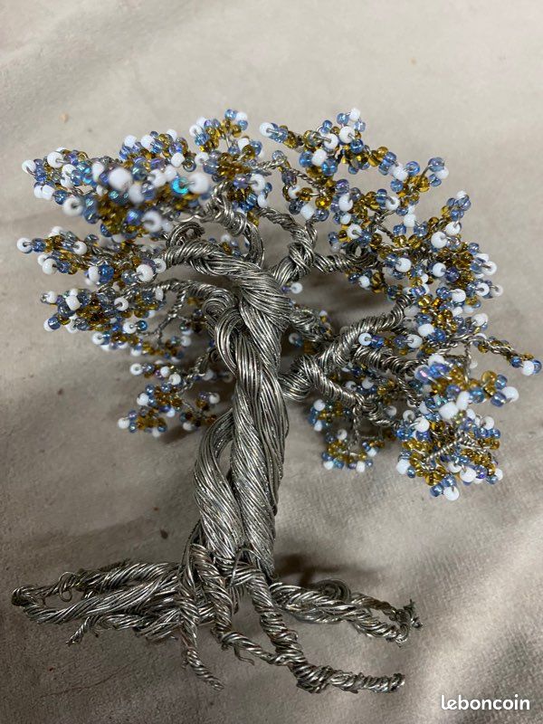Bonsaï en fils argenté avec perles (image 3)