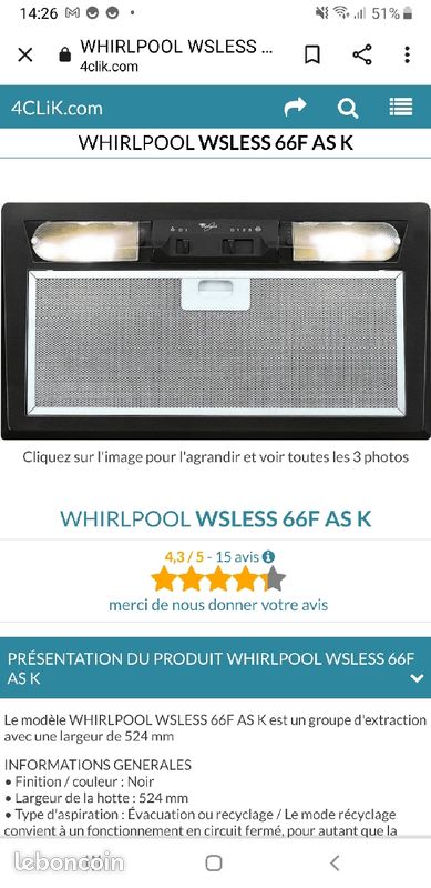 Haute aspirante whirlpool (image 1)