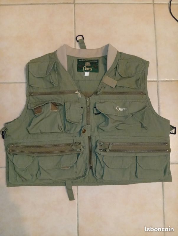 Gilet De Pêche à La Mouche Orvis - Taille XL - 100% Coton - Beige - Multi-poches - NEUF Sans étiquette