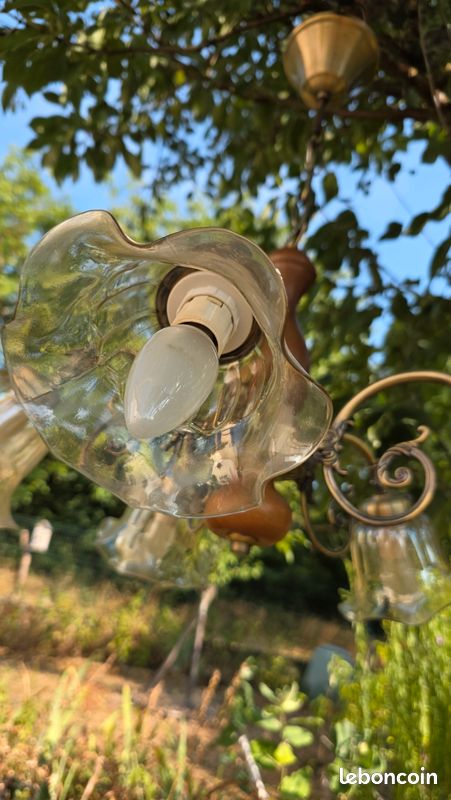 Lustre verre et bois (image 9)