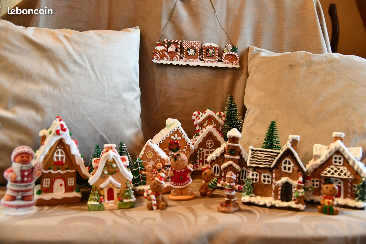 Décoration Village De Noël Ancienne - Sans éclairage - Maisons Miniatures Vintage