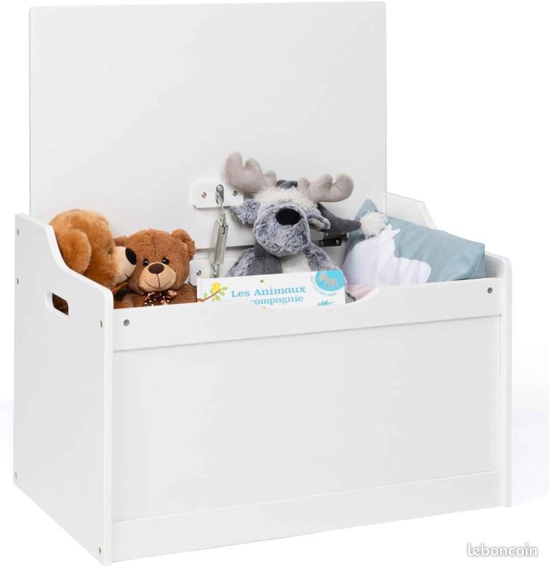 Banc coffre de rangement 70L Enfant en bois blanc (image 4)