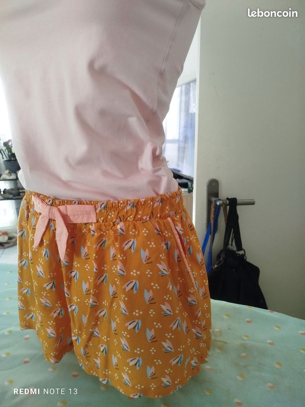 Short en toile avec poches brodées fille - LuluCastagnette blanc chine
