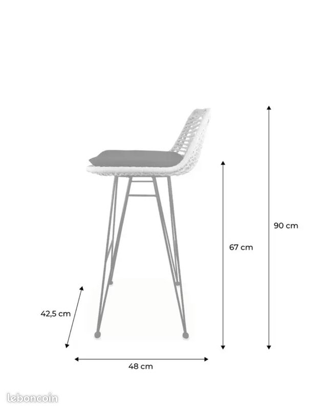 Tabourets de bar métal et rotin X2 (image 5)
