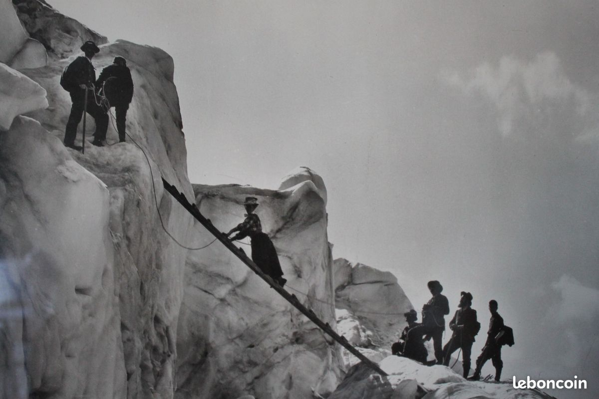 Tirage Argentique Vintage – Alpiniste Devant Les Séracs Du Glacier Blanc – Circa 1910
