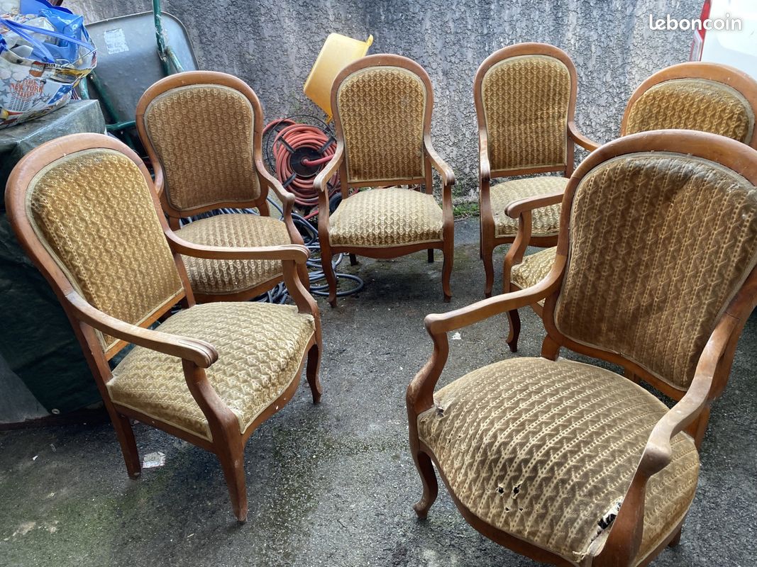 6 fauteuil jaune style Louis XV à dossier cabriole (image 1)