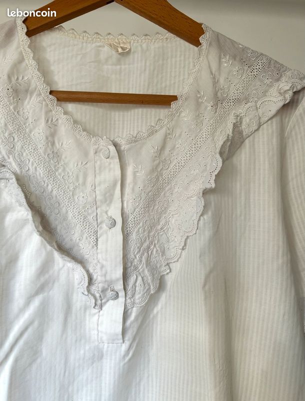 Robe vintage années 1900 chemise de nuit avec broderie anglaise (image 3)