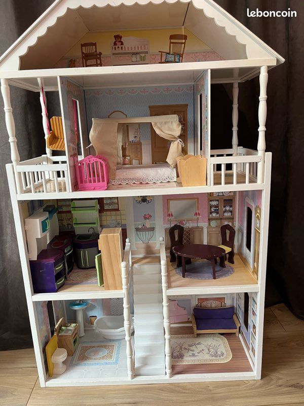 Dollhouse Maison Bois Barbie Maison De Poupée En Bois Buxibo