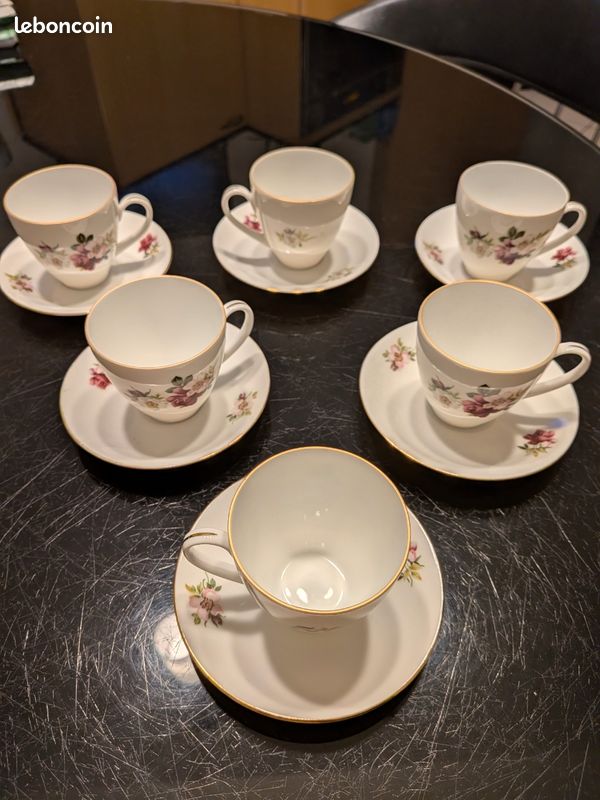 Service 6 Tasses et Soucoupes Porcelaine Vintage - Hertel Jacob Bavaria (image 2)