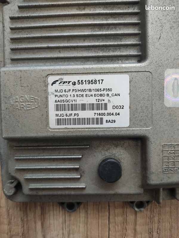 Calculateur Marelli MJD 6JF.P3 décodé Fiat Punto 1.3 JTD (image 2)
