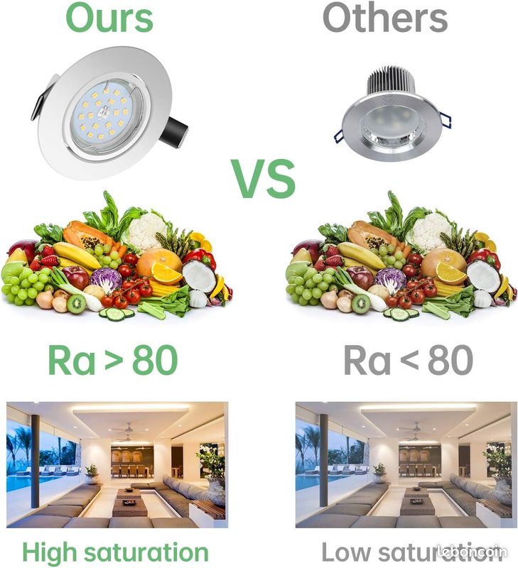 Spot LED Encastrable Orientables,230V Lumière Blanc Froid 6000K,5W(Equivalente 50W Halogène) 600lm GU10 Plafonnier Encastré,Rond Blanc Métal Cadre,30°orientable 120°d’éclairage,Non-Dimmable-Lot de 10 (image 4)