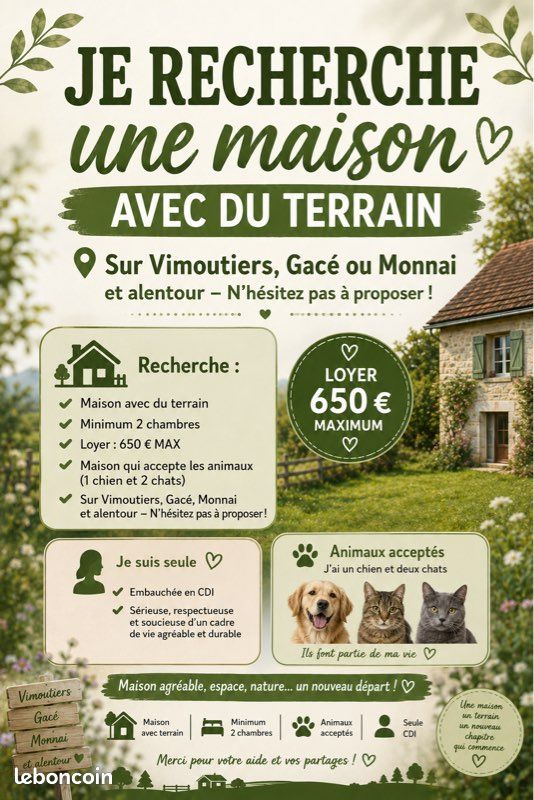 Maison 3 pièces 80 m² · à Vimoutiers · 80 m² · 650 €