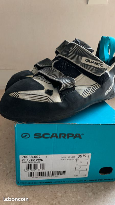 Chaussures D'escalade Scarpa Quantique Homme - Taille US 12 - Couleur Gris Poussière/mangue - Neuf Emballé