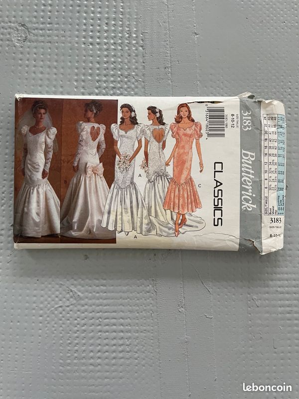 Patron couture Butterick Robe de Mariée vintage, complet, en excellent état, tailles FR 36, 38, 40 (image 1)