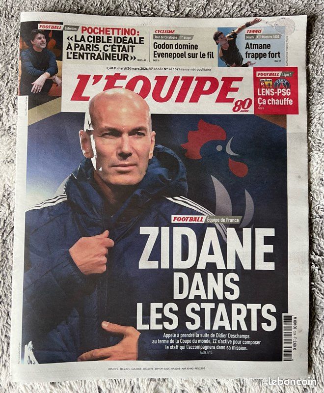 L'Equipe Hors-série Football Zinédine Zidane Avec Poster XXL 2022