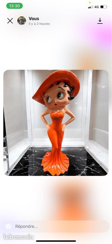 Statue En Résine Betty Boop En Robe De Soirée Blanche 95 Cm | Princ