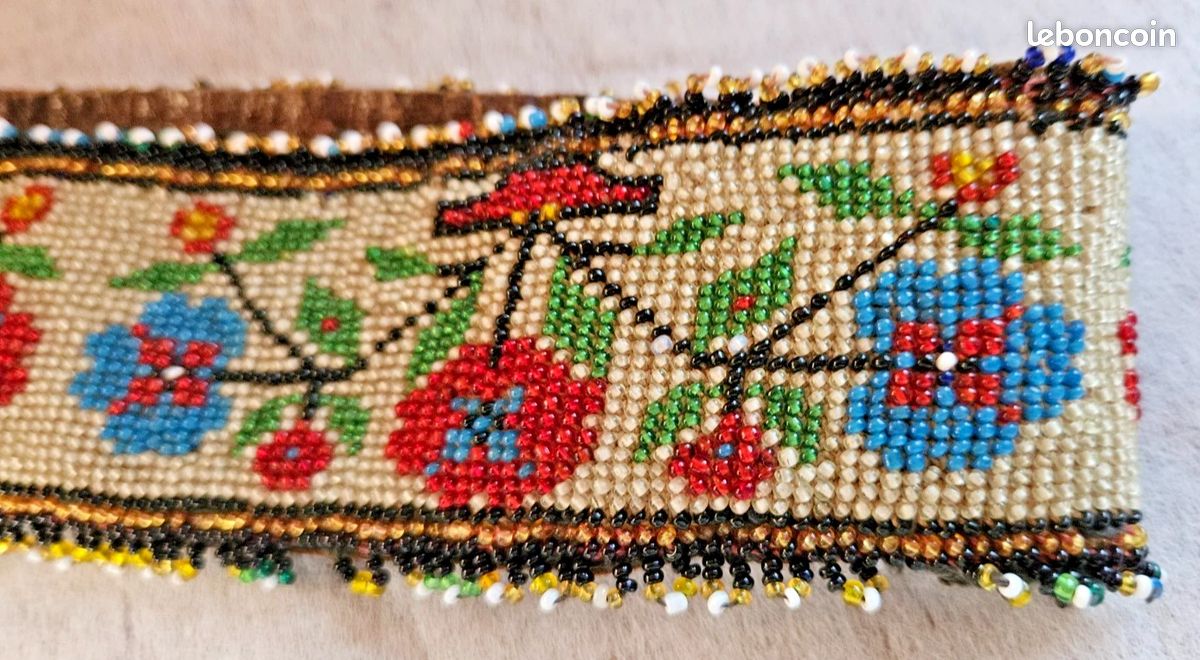 Vintage La Mendola August Mod Art Hand Beaded Blue Pure Silk Chiffon Belt