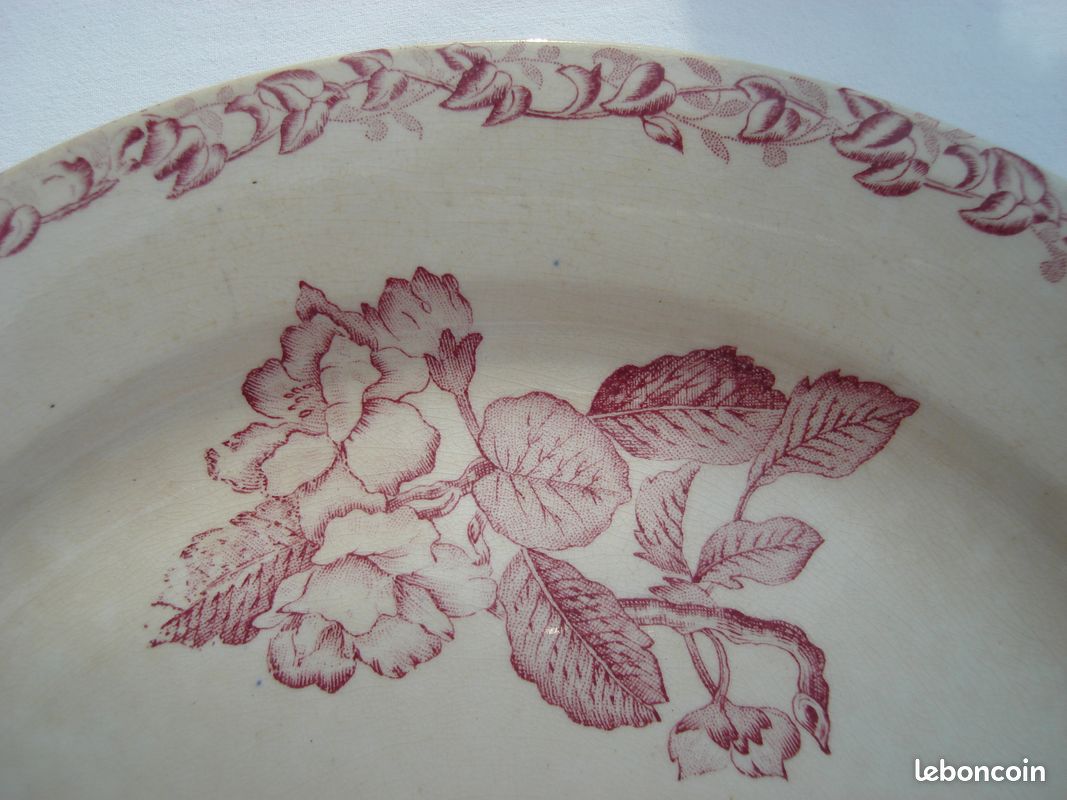 Ancien plat de service Terre de fer Onnaing- modèle Fleurs jetées (image 6)