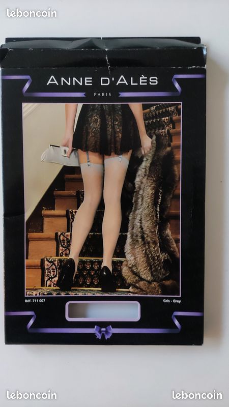 Bas Nylon Couture Anne d'Alès Rétro Talon Cubain Taille 1 / S Gris - Neufs (image 1)