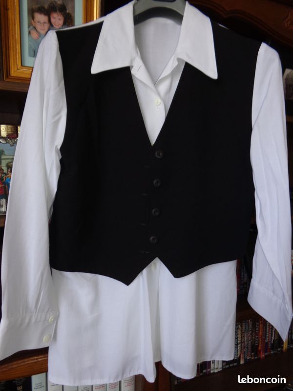 Chemise tunique blanche avec gilet noir T 3 (image 1)