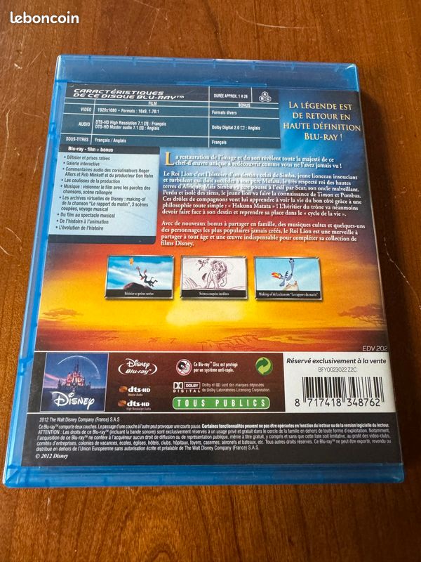 Blu Ray Le Roi Lion Disney état neuf (image 2)