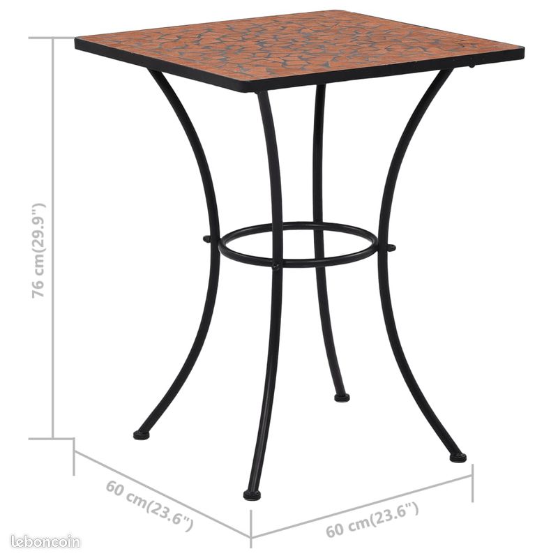 Table de bistro mosaïque Terre cuite 60 cm Céramique (image 4)