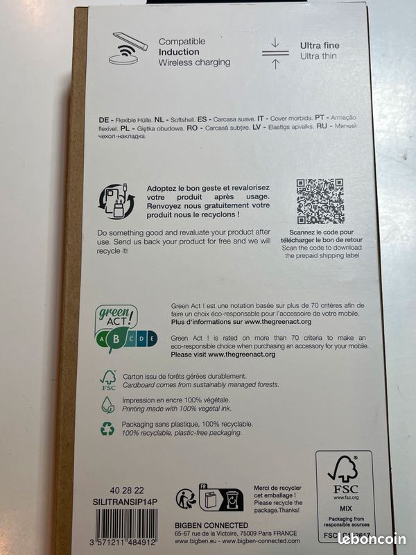 Coque souple silisoft BigBen Connected iPhone 14 Pro Transparent (image 2)