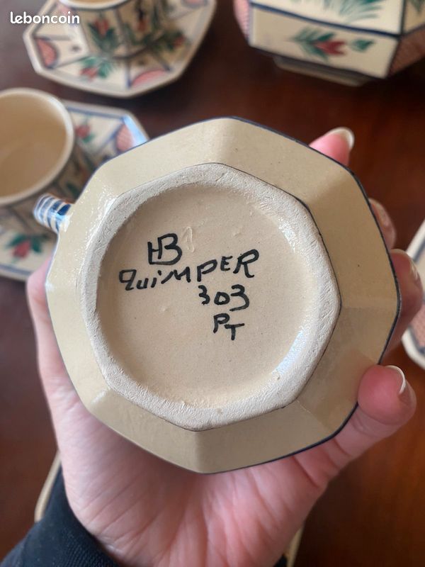 Théière et 6 tasses Henriot Quimper vintage (image 7)