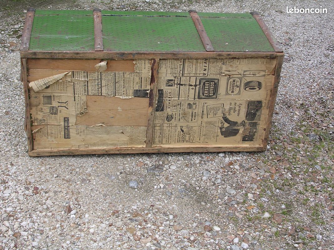 Malle coffre valise métal bois vintage (image 3)