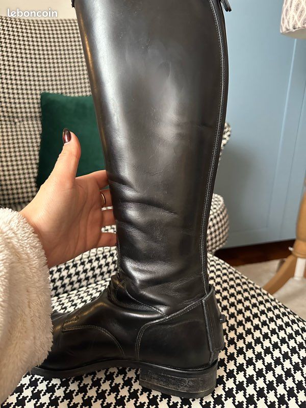 Bottes d'équitation rétro à lacets en cuir PU pour hommes et