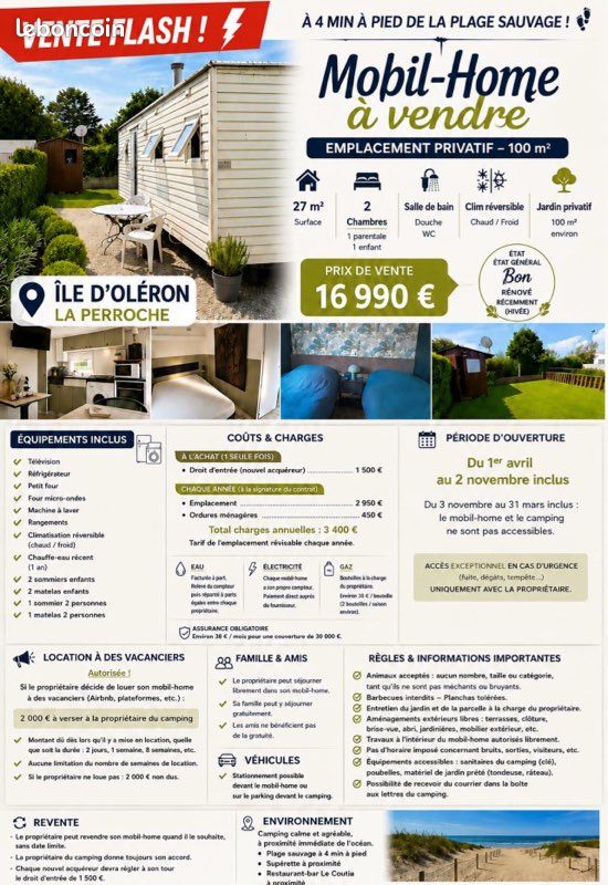 Terrain 3 pièces 27 m² · à Dolus-d'Oléron · 27 m² · 16 990 €