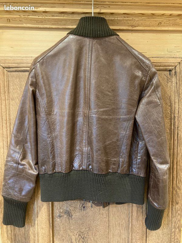 Blouson Scott en cuir marron femme taille S (image 3)