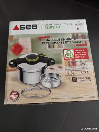 Cocotte-minute SEB 1974 - autocuiseur alu 8L - avec panier vapeur