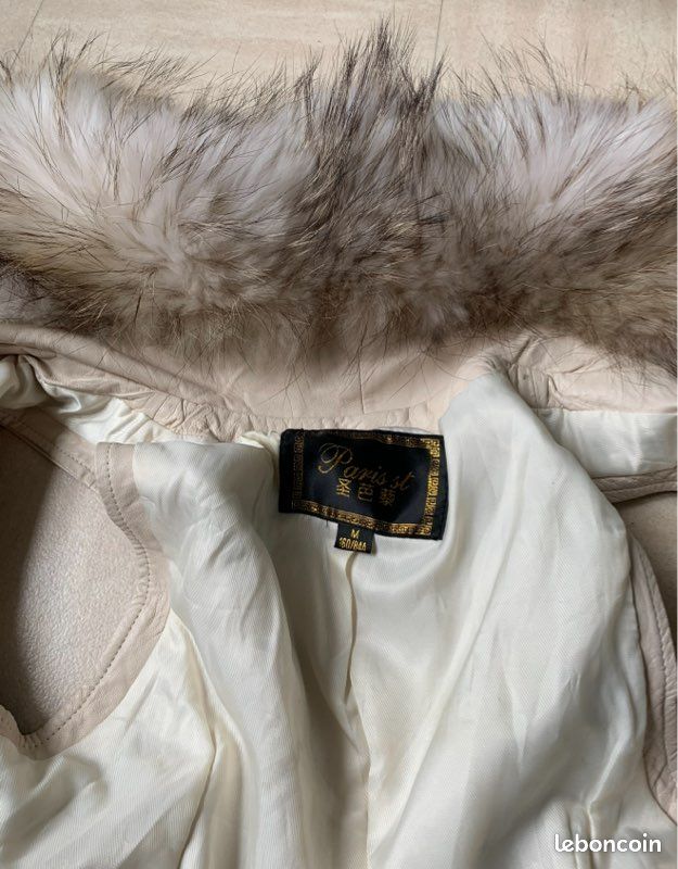 Veste Sans Manches En Cuir Et Fourrure Véritable Oakwood - Taille 40 Beige - Occasion Très Bon état