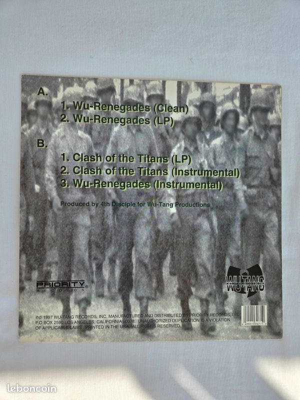 Killarmy – Wu-Renegades / Clash of the Titans – Maxi 12” Vinyle – Wu-Tang – Hip Hop 90s (image 2)